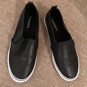 Faux leather slip on
